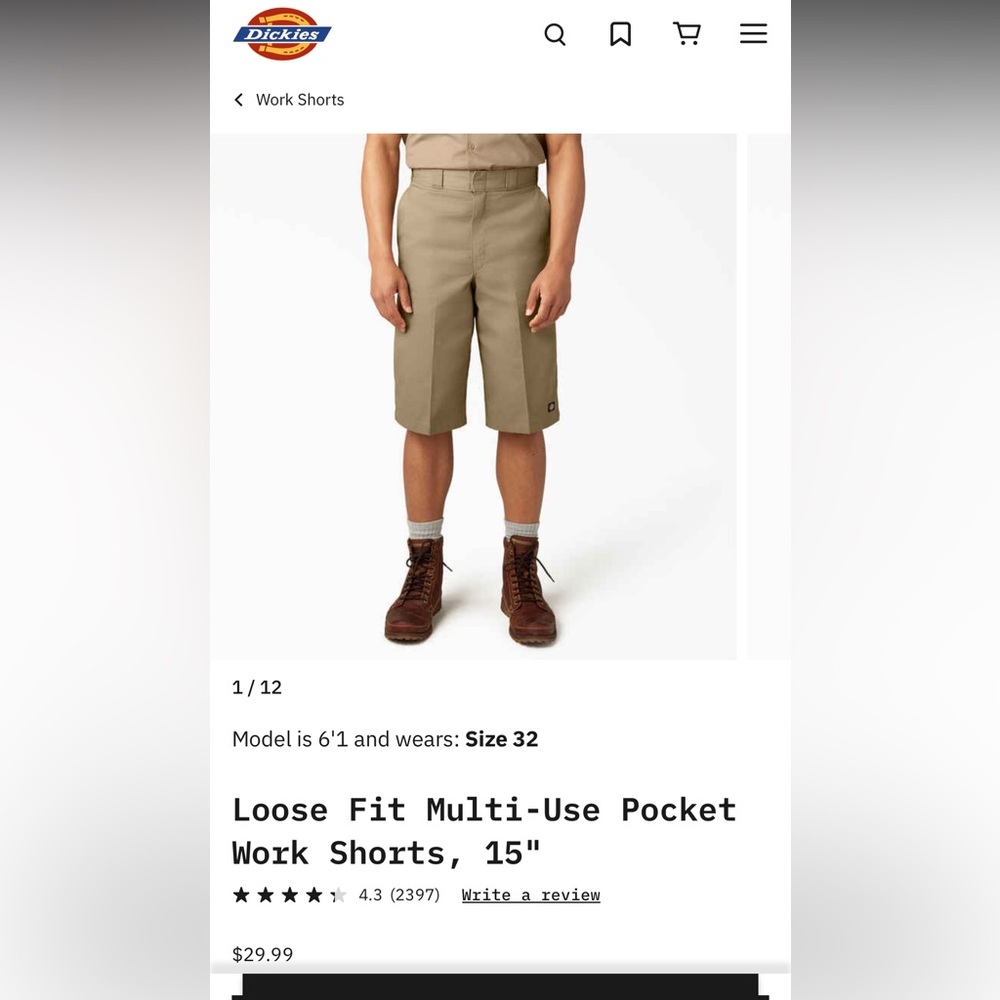 Dickies Tan Cargo Shorts Durable Workwear